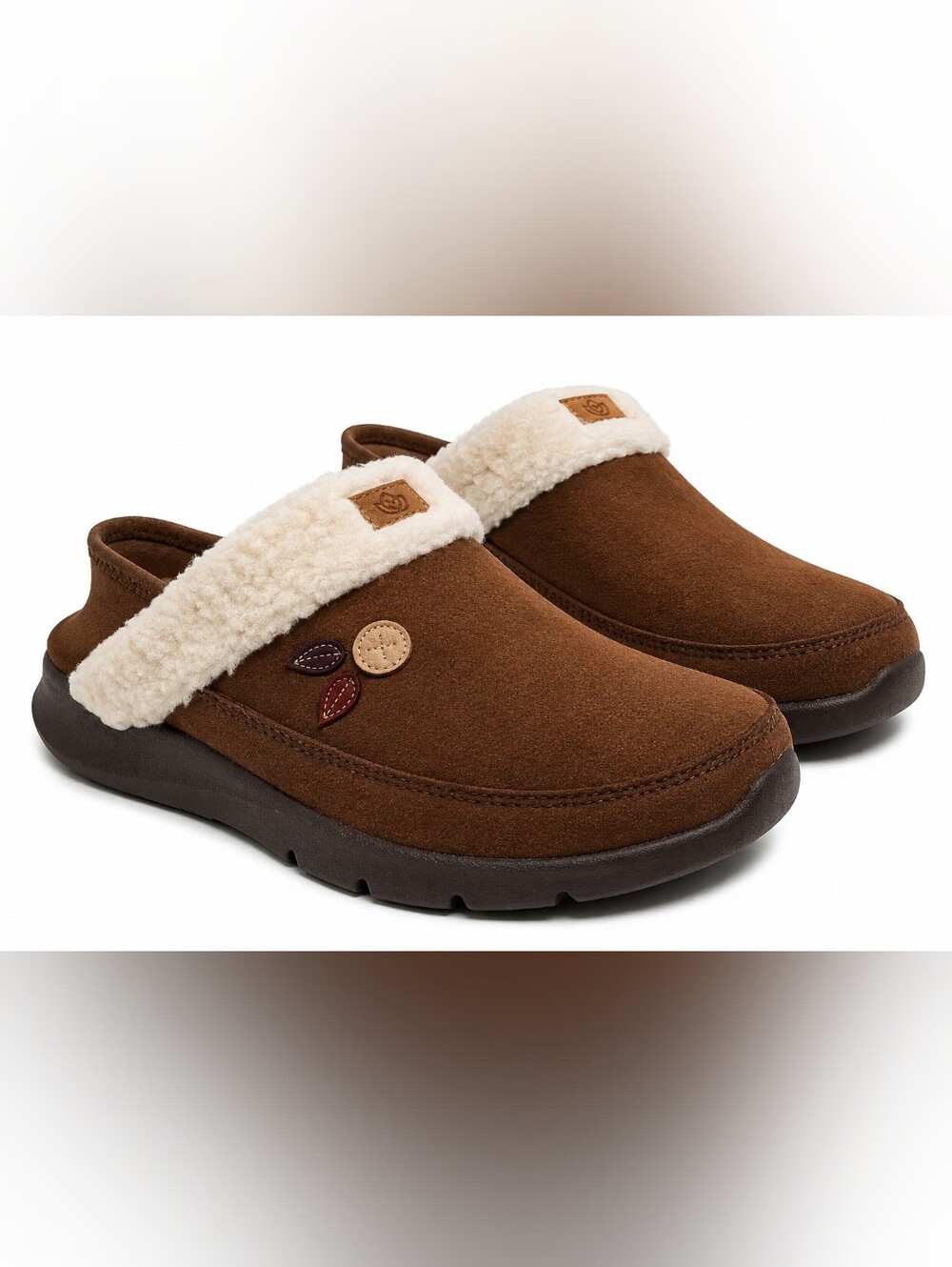 NIB Spenco Marley Brown Suede Shearling Clogs Orthopedic Shoes 6.5 Cabincore